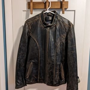 New American Eagle Mens Distressed Leather Jacket size Medium